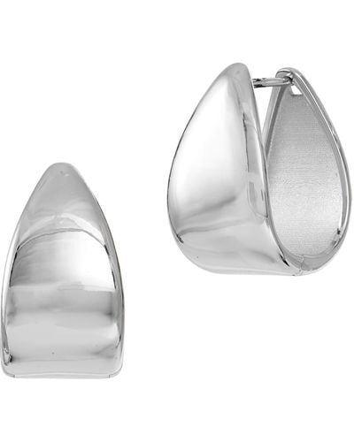 Savvy Cie Jewels Sterling Silver Bold Huggie Hoop Earrings - White