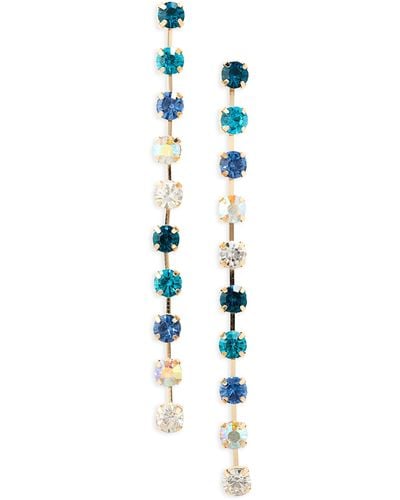 Tasha Crystal Linear Drop Earrings - Blue