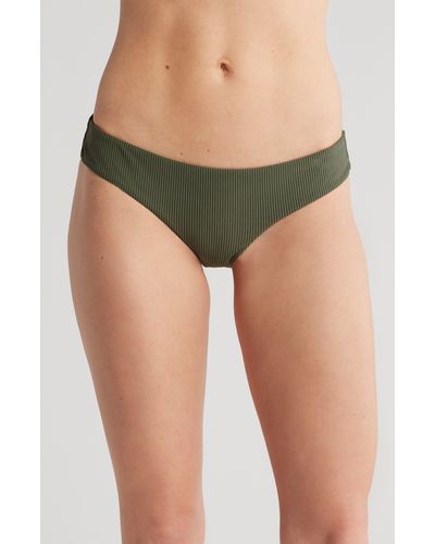 Cyn and Luca Rib Scoop Textured Bikini Bottoms - Green