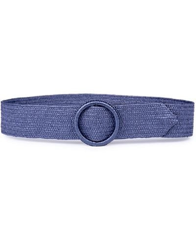 Linea Pelle Woven Straw Belt - Blue