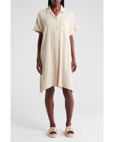 Nordstrom Everyday Button-down Beach Cover-up Tunic - Natural
