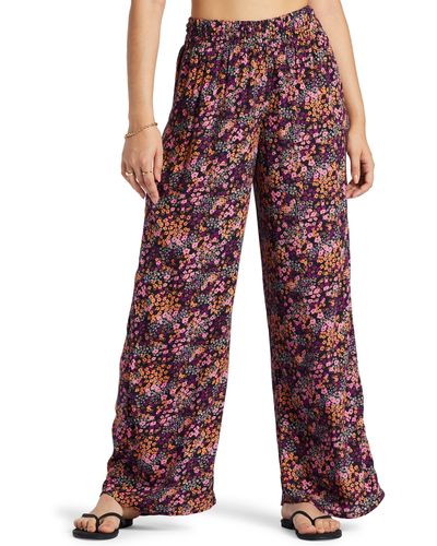 Roxy Forever & A Day Floral Wide Leg Pants - Red
