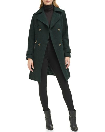 Guess Double Breasted Wool Blend Coat - Black
