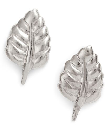 SET & STONES Eden Leaf Stud Earrings - Metallic