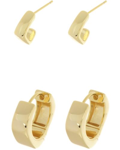 Nordstrom Pack Of 2 Square Huggie Hoop Earrings - Metallic