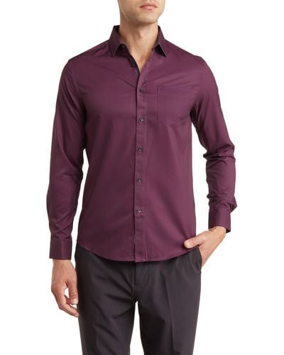 Report Collection Recycled 4-way Mini Geo Print Sport Shirt - Purple