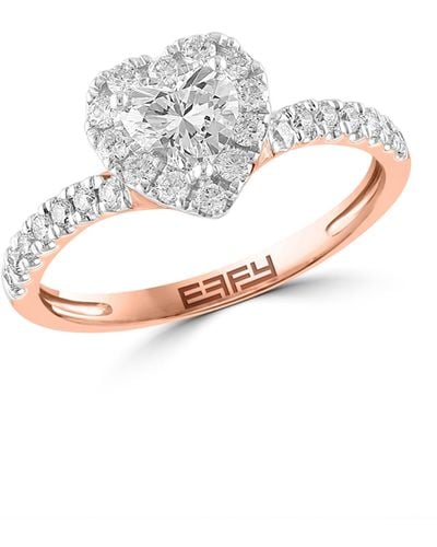 Effy 14k Rose Gold Lab Created Diamond Heart Ring - White