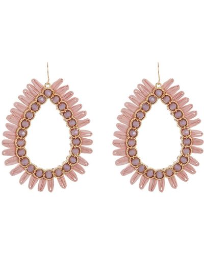 Tasha Raffia Bead Drop Earrings - Pink