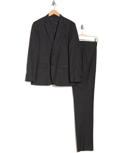 Vince Camuto Screen Weave Polyester Blend Suit In Charcoal At Nordstrom Rack - Black