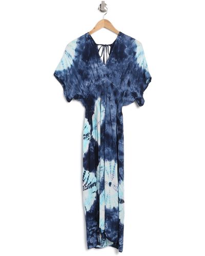 Boho Me Kimono Side Slit Maxi Dress - Blue