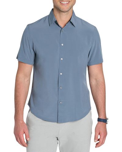 Jachs New York Gravityless Short Sleeve Button-up Shirt - Blue