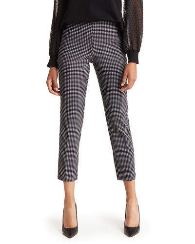 Adrianna Papell Pull-on Ankle Crop Pants In Ivory/black Crisp Houndstooth At Nordstrom Rack