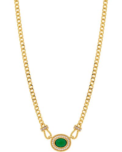 Savvy Cie Jewels 18k Gold Plate Sterling Silver Two-tone Cubic Zirconia Pendant Necklace - Metallic