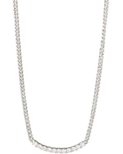 CZ by Kenneth Jay Lane Cz Curved Bar Pendant Necklace - White