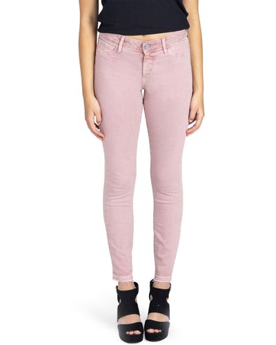 Articles of Society Carly Raw Hem Ankle Crop Skinny Jeans - Red