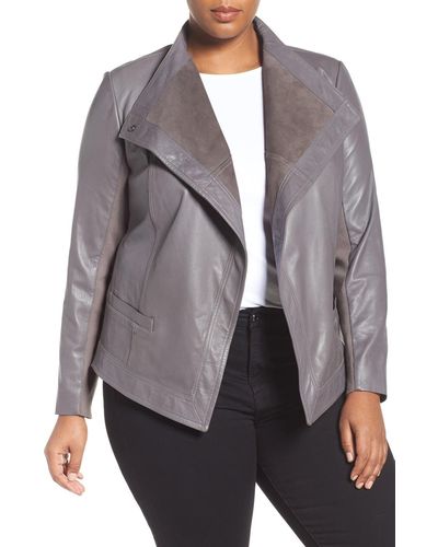 Sejour Asymmetrical Leather Jacket - Gray