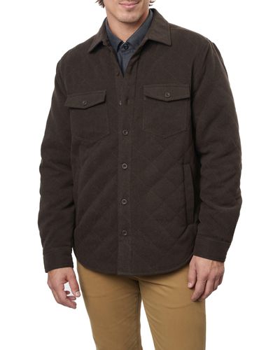 Rainforest Elbow Patch Brushed Twill Quilted Shirt Jacket - Black