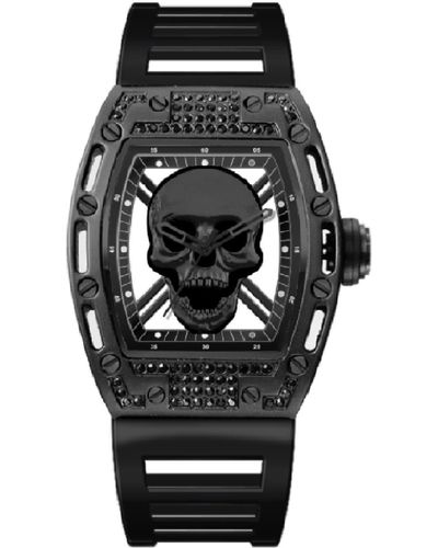 Ed Hardy X Crystal Skull Plastic Strap Watch - Black