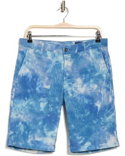 AG Jeans Griffin Geo Print Flat Front Shorts - Blue