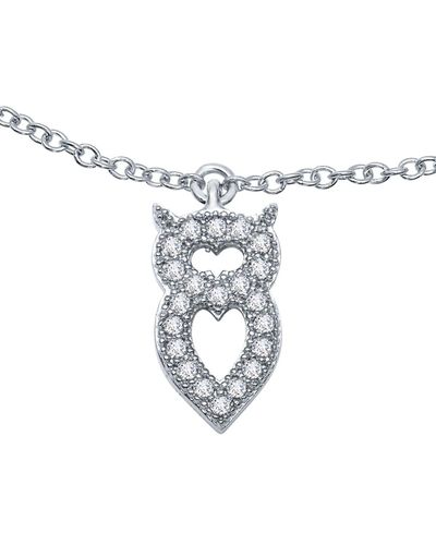 Lafonn Platinum Plated Sterling Silver Simulated Diamond Owl Anklet - White