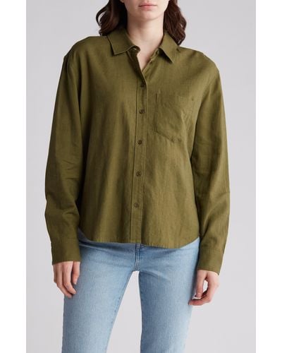Madewell Linen Blend Boy Shirt - Green