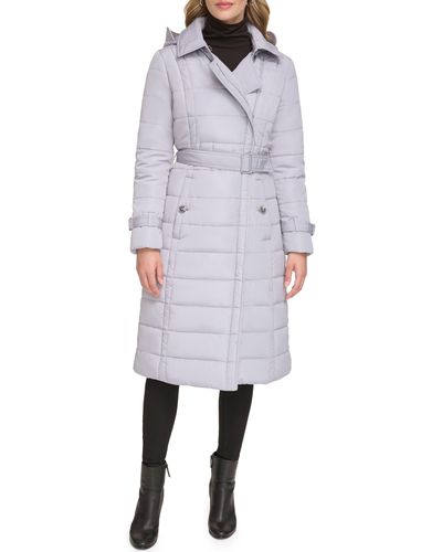 Kenneth Cole Quilt Trench Puffer Jacket - White