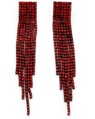 Panacea Crystal Fringe Drop Earrings - Red