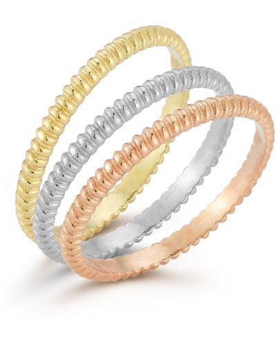 Glaze Jewelry Set Of 3 Mixed Metal Stackable Rings - White