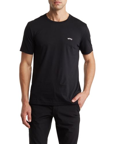 BOSS Cotton Curved Logo T-shirt - Black