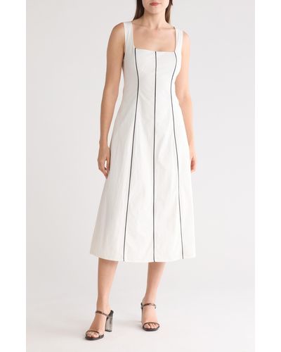 Lush Contrast Midi Dress - White