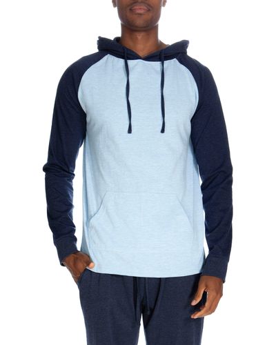 Unsimply Stitched Raglan Pullover Hoodie - Blue