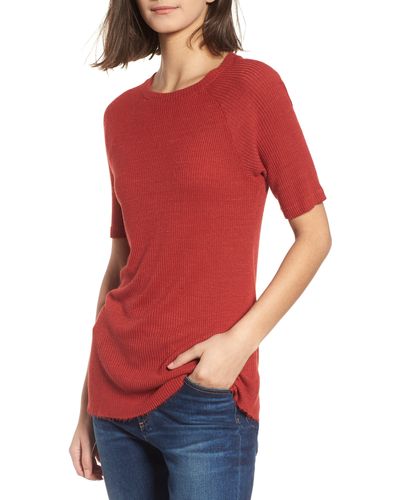 AG Jeans Irene Ribbed Tee - Red