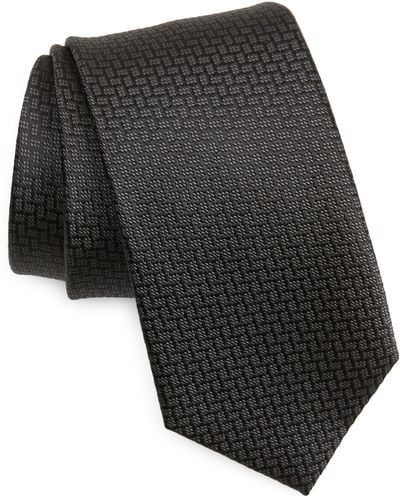 Duchamp Texture Solid Silk Tie - Black