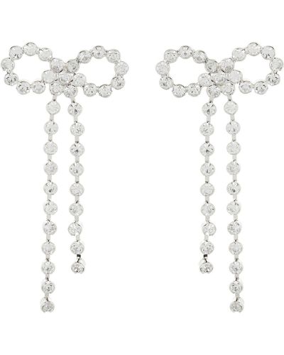 Tasha Crystal Bow Drop Earrings - White
