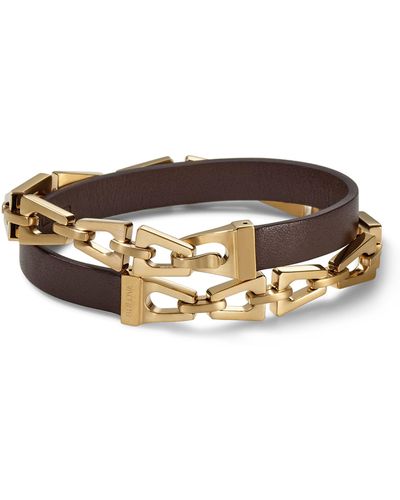 Bulova Stainless Steel & Leather Wrap Bracelet - Multicolor
