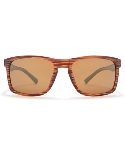 Hurley 56mm Polarized Rectangular Sunglasses - Brown