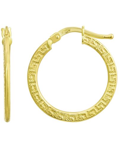 CANDELA JEWELRY 14k Gold Greek Key 20mm Hoop Earrings - Metallic