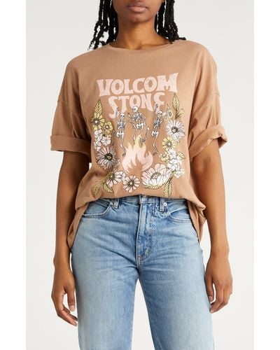 Volcom Time To Boogie Cotton Graphic T-shirt - Blue