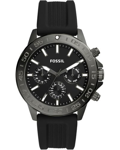 Fossil Bannon Silicone Strap Watch - Black