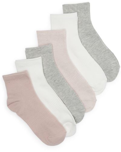 Memoi Assorted 6-pack Arch Ankle Socks - White