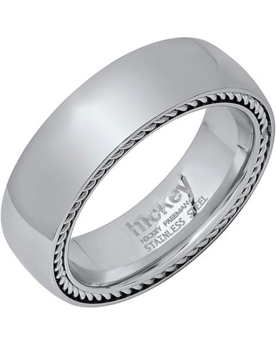 HMY Jewelry Stainless Steel Band Ring - Gray