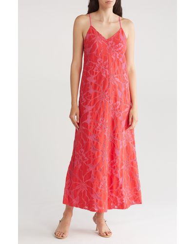 TOPSHOP Lace Maxi Chuck On Dress - Red