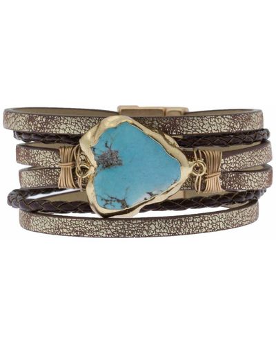 Saachi Braided Turquoise Leather Bracelet - Blue