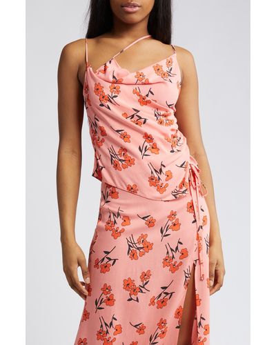 TOPSHOP Cherry Blossom Cowl Neck Camisole - Red