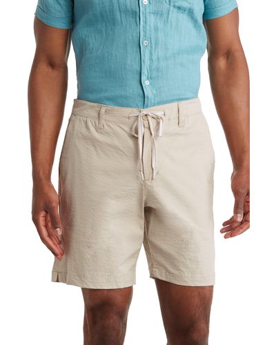 Ben Sherman Traveler Seersucker Stretch Cotton Shorts - Blue