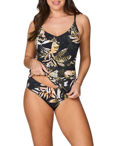 Nip Tuck Swim Palm Haze Edith Tankini Two-piece Swimsuit - Black