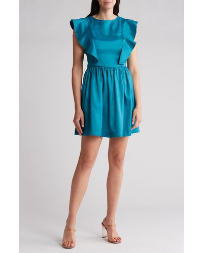 FRNCH Sleeveless Ruffle Dress - Blue