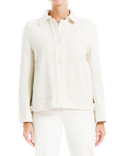 Max Studio Ribbed Crop Shirt Jacket - White