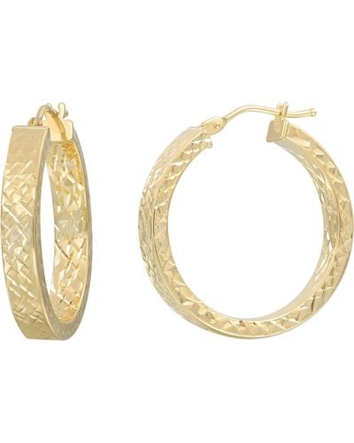 Bony Levy 14k Gold Textured Hoop Earrings - Metallic