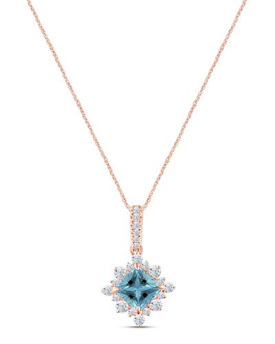 Zac Posen Truly Square Aquamarine & Diamond Pendant Necklace - Blue